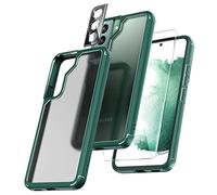 TOCOL 5 in 1 for Samsung Galaxy S22 Case 6.1 Inch, with 2 Pack Screen Protector + 2 Pack Camera Lens Protector, Translucent Matte Back [Military Grade Protection] Shockproof Slim for S22 Case, Green