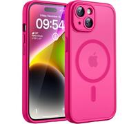 TOCOL for iPhone 14 Case, Fit for MagSafe, Upgraded Full Camera Protection, 14FT Military Grade Drop Tested Shockproof Magnetic Slim Translucent Matte Back Phone Cover (Hot Pink)