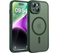 TOCOL for iPhone 14 Case, Fit for MagSafe, Upgraded Full Camera Protection, 14FT Military Grade Drop Tested Shockproof Magnetic Slim Translucent Matte Back Phone Cover (Alpine Green)