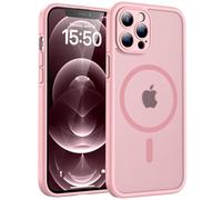 TOCOL Magnetic for iPhone 12 Pro Max Case 6.7-Inch, Fit for MagSafe, Upgraded [Full Camera Protection], [14FT Military Grade Drop Tested] Shockproof Slim Translucent Matte Back Cover (Light Pink)