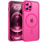TOCOL Magnetic for iPhone 12 Pro Max Case 6.7-Inch, Fit for MagSafe, Upgraded [Full Camera Protection], [14FT Military Grade Drop Tested] Shockproof Slim Translucent Matte Back Cover (Hot Pink)