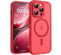 TOCOL Magnetic for iPhone 13 Pro Max Case 6.7-Inch, Fit for MagSafe, Upgraded [Full Camera Protection], [14FT Military Grade Drop Tested] Shockproof Slim Translucent Matte Back Cover (Red)