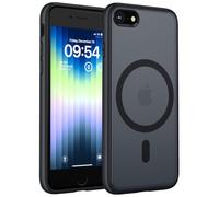 TOCOL Magnetic for iPhone SE 3/2 (2022/2020 Edition), iPhone 8/7 Case 4.7-Inch, Fit for MagSafe, [14FT Military Grade Drop Tested], Shockproof Slim Translucent Matte Back Phone Cover (Black)