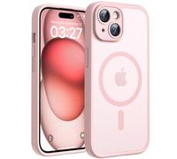 TOCOL Only for iPhone 15 Plus Case 6.7-Inch, Fit for MagSafe, Upgraded Full Camera Protection, 14FT Military Grade Shockproof Thin Slim Frosted Translucent Matte Back Phone Cover (Light Pink)