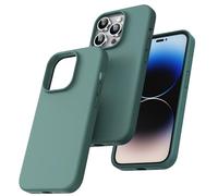 TOCOL Silicone for iPhone 14 Pro Max Case 6.7-Inch, Liquid Silicone Multi-Color Slim Silky-Soft Touch Anti-Scratch Shockproof Protective Phone Cover, Midnight Green