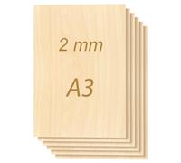 ToCome 2 mm Plywood A3 Linde Plywood Sheet Laser Capable 420 x 297 x 2 mm Linden Wood Plywood Plywood 2 mm Wood for Laser (Pack of 30)