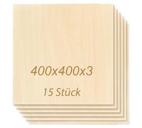 ToCome Pack of 15 3 mm Plywood 400 x 400 Laser-Compatible Linden Plywood Wood Panels 3 mm Plywood Board Wood for Laser (400 x 400 x 3 mm, 15 Pieces)