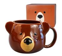 ToCooTo Ceramic Coffee Mug Handmade 3D Bear Morning Cup for Mom/Dad, 16 oz, Large Tea Mug for Women/Men Coffee Cup for Office & Home, Dishwasher and Microwave Safe,1 PCS(Brown,Bear)