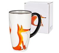 ToCooTo Ceramic Coffee Mug Porcelain Novelty Fox Mug for Animal Lover 20 oz Large Tea Mug Birthday Gifts for Women Men Mom Dad Kids Teacher Best Friends Give for Christmas Housewarming Holiday White