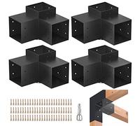 Tocretoare Pergola Kit, 6" x 6" Woodworks Pergola Brackets, 3-Way Right Angle Corner Brackets, Powder-Coated Pergola Hardware Kit Includes 4 Bracket Shoulders (Actual: 5.5x5.5 Inch) Lumber