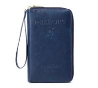 Toctax Passport Case, Passport Case, Travel Documents Folder, Passport Bag Leather, Passport Holder for Men and Women, ID Case, Credit Card Cases, Dark blue A, 19 x 11.5 x 2 cm, Plain colours