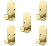 TocTen Adhesive Hook - Heavy Duty Sticky Towel/Robe Hooks, Waterproof Stainless Steel Shower Hook, No Drill Stick on Wall Coat/Clothes Hooks for Bathroom, Kitchen, and Offices (Brushed Gold, 5 Pack)