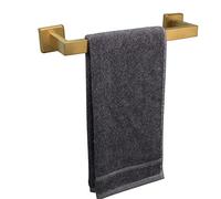 TocTen Bath Towel Rail Square Base Thick SUS304 Stainless Steel Towel Bar for Bathroom Bathroom Accessories Heavy Duty Wall Mounted Towel Rail Brushed Gold 12 Inch