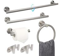 TocTen Bathroom Hardware Set- 24in Thicken Towel Racks Kit for Bathroom, Premium SUS304 Stainless Steel Bath Towel Bar Set Wall Mounted, A Perfect Combination Bathroom Accessories Set (Brushed Nickel)
