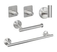 TocTen Bathroom Hardware Set, Thick Stainless Steel Bath Towel Bar Set Including Towel Rack for Bathroom+Toilet Paper Holder+3 Robe Towel Hooks Wall Mount Bathroom Accessory Set(5pcs, Brushed Nickel)