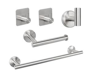 TocTen Bathroom Hardware Set, Thick Stainless Steel Bath Towel Bar Set Including Towel Rack for Bathroom+Toilet Paper Holder+3 Robe Towel Hooks Wall Mount Bathroom Accessory Set(5pcs, Brushed Nickel)