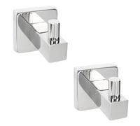 TocTen Bathroom Hook - 2 Pack Square Robe/Towel Hooks, 304 Stainless Steel Rustproof Clothes/Coat Hook Wall Mounted, Heavy Duty Hanger Wall Hook for Bathroom Kitchen Back Door Wardrobe (Chrome)