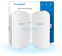 Todaair 5.8GHz Point to Point Wireless Bridge 1KM Range PoE CCTV Camera Outdoor Plug & Play 2PCS