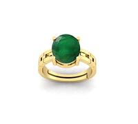 TODANI JEMS 7.25 Ratti 6.60 Carat Natural Panna Lab Certified Adjustable Ring, Metal, Emerald, Metal, Emerald, Metal, Emerald