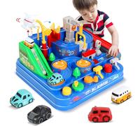 TODARRUN Car Race Track Toy for Boys Girls Age 3-6, Car Adventure Playset 6 Interactive Buttons 9 Challenges, STEM Learning City Rescue Vehicle Set, Birthday for Kids 3 4 5 6 Year Old