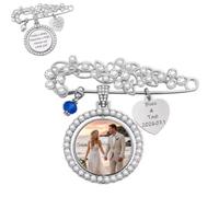 Today a Beautiful Bride Tomorrow a Loving Wife Always My Wonderful Daughter - Personalized Engraved Bouquet Charm Pin Brooch, Custom Bouquet Photo Memorial Charm Pin, for Bride Groom Wedding