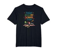Today Begin My School Story: First Day Adventure T-Shirt, Men's Big and Tall, Black, 6X Tall