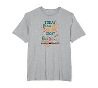 Today Begin My School Story: First Day Adventure T-Shirt, Men's Big and Tall, Heather Grey, 2X Tall