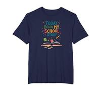 Today Begin My School Story: First Day Adventure T-Shirt, Men's Big and Tall, Navy, 5X Tall