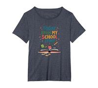 Today Begin My School Story: First Day Adventure T-Shirt, Women's Plus, Heather Blue, 5X