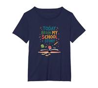 Today Begin My School Story: First Day Adventure T-Shirt, Women's Plus, Navy, 5X