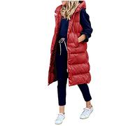 Today Deals of The Day Clearance Ladies Lightweight Jackets Women's Long Winter Coat Vest with Hood Sleeveless Warm Down Coat with Pockets Quilted Vest Sale Clearance Red