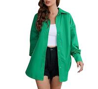 Today Deals of The Day Clearance Oversized Shirts for Women UK Fashion Ladies Shirt Collar Long Sleeve Cotton Solid Bright Color Blouse Women's Plus Christmas