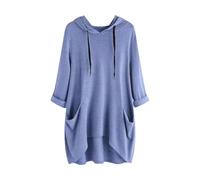 Today Deals Prime Hoodies for Women UK Loose Lightweight Tunic Hooded Sweatshirts Oversized Long Pullover Tops with Pockets Plain Casual Longline Sweaters Jumper Limited Time Deals Sky Blue