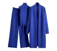 Today Deals Women Fall Winter 3 Piece Outfits UK Dressy Casual Sleeveless Knit Tank Tops and Wide Leg Pants and Long Sleeve Cardigan Coat Set 2024 Fashion Ladies Elegant Going Out Tracksuit