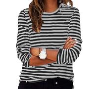 Today Deals Women's Striped Tops UK Casual Long Sleeve Crewneck Loose Fit Shirts 2025 Spring Fashion Lightweight Blouse Dressy Comfy Going Out Tshirts Ladies Elegant Work Office Tee
