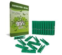 Today Eco - 40 clothes pegs for washing line, made from 95% recycled plastic - large format, rustproof, strong and wind-resistant