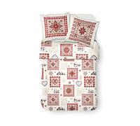 Today Enjoy Astoria HC3 Duvet Cover 220 x 240 cm + 2 Pillowcases 100% Cotton, (57 Thread Count), Ecru, Red, Big