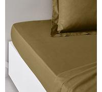 TODAY Essential Fitted Sheet 160 x 200 cm Double 100% Cotton Plain Bronze