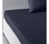 TODAY Essential Fitted Sheet 90 x 190 cm Single 100% Cotton Plain Navy Blue