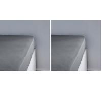 TODAY Essential - Fitted Sheet 90 x 190 cm Single Jersey 100% Cotton Plain, Steel (Pack of 2)
