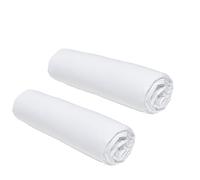 TODAY Essential Set of 2 Fitted Sheets 140 x 190 cm for Double Bed, 100% Cotton, Chalk