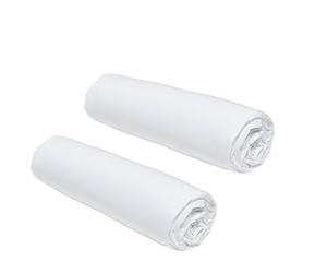 TODAY Essential Set of 2 Fitted Sheets 140 x 190 cm for Double Bed, 100% Cotton, Chalk