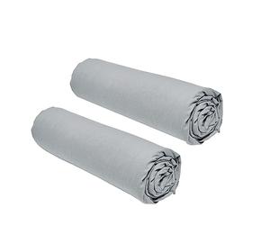 TODAY Essential Set of 2 Fitted Sheets 140 x 190 cm for Double Bed, 100% Cotton Steel