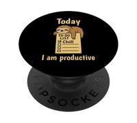 Today I Am Productive Funny Lazy Sloth Humor Art PopSockets Adhesive PopGrip