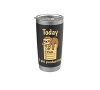 Today I Am Productive Funny Lazy Sloth Humor Art Stainless Steel Insulated Tumbler
