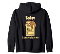 Today I Am Productive Funny Lazy Sloth Humor Art Zip Hoodie