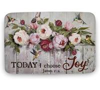 Today I Choose Joy Doormat White Peony Pink Peony Hummingbirds Novelty Doormats Outdoor Indoor Non-Slip Front Door Mat Bathroom Kitchen Bedroom Entryway Floor Mats, Style-5_20 x 32 Inches