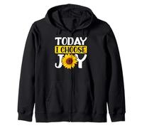 Today I Choose Joy Sunflowers Botanical Flowers Positive Zip Hoodie