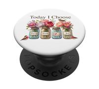 Today I, Choose Mason Jar Art with Soft Florals and Birds PopSockets Adhesive PopGrip