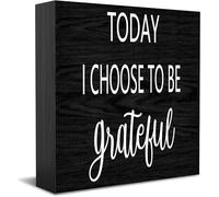 Today I Choose To Be Grateful Wooden Box Sign Decorative Funny Office Wood Box Sign Home Office Decor Rustic Farmhouse Square Desk Decor Sign For Shelf 5 X 5 Inches
